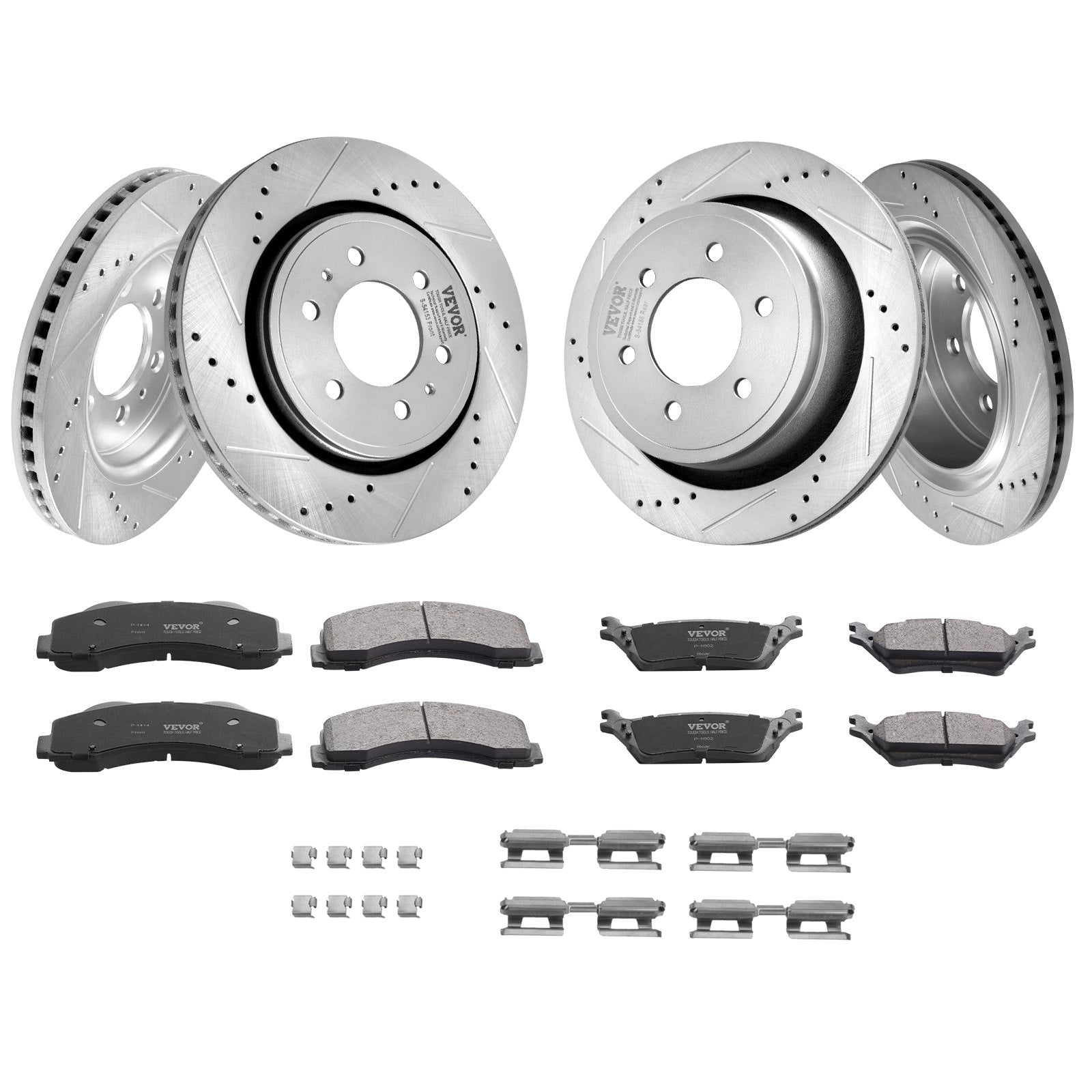 Automotive Repair & Speciality Tools: VEVOR Front and Rear Brake Kit Compatible with 2012-2020 Ford F-150(MPB Only), Drilled and Slotted Brake Rotors Ceramic Brake Pads Replacement, 13.8" Front Rotors 13.7" Rear Rotors