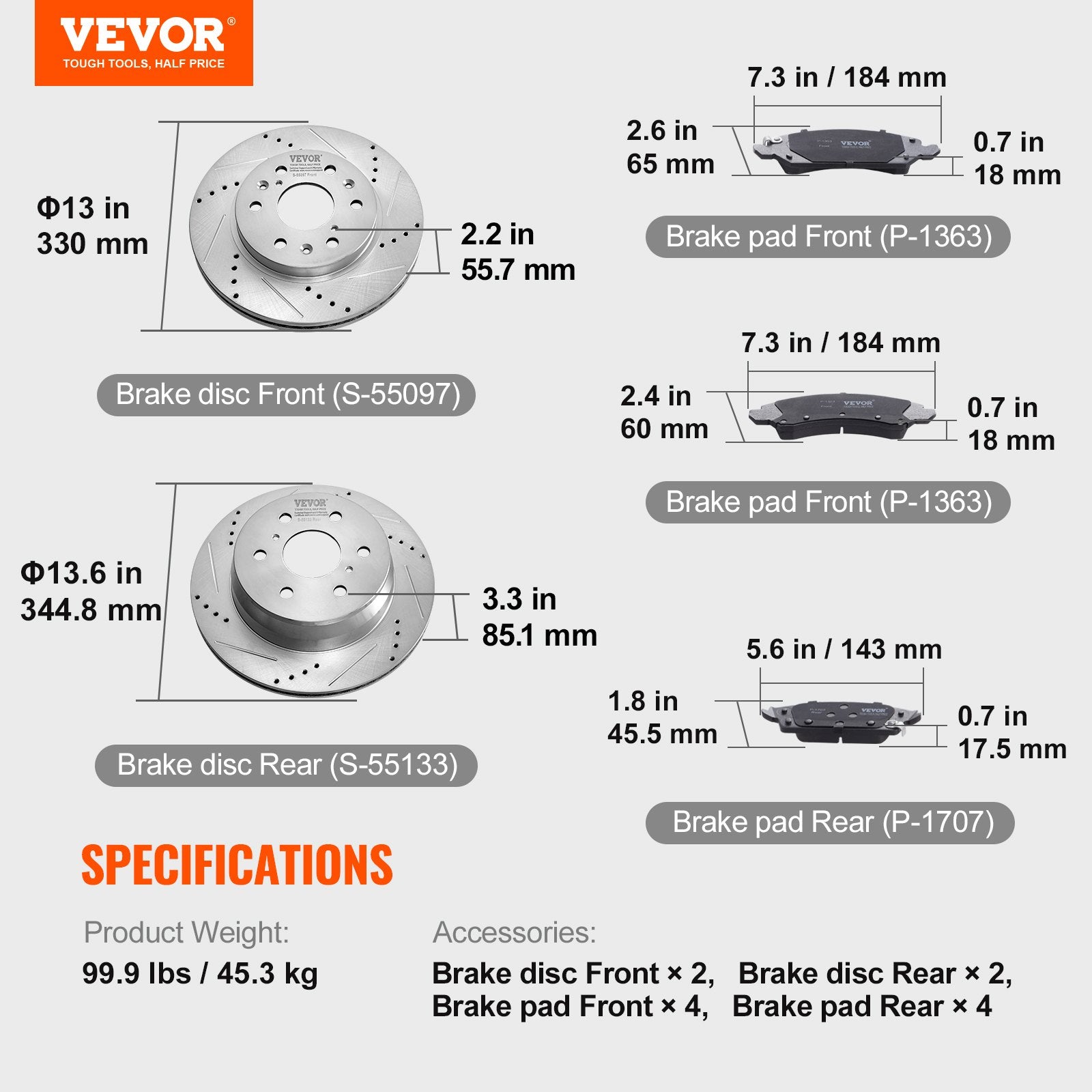 Automotive Decor: Front&Rear Rotors Disc Brake Pads Kit for 14-18 Chevy Silverado Gmc Sierra 1500