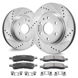 Automotive Repair & Speciality Tools: VEVOR Drilled Slotted Front Brake Rotors Pads Kit for Chevy Traverse GMC Acadia