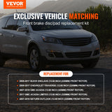 Automotive Repair & Speciality Tools: VEVOR Drilled Slotted Front Brake Rotors Pads Kit for Chevy Traverse GMC Acadia