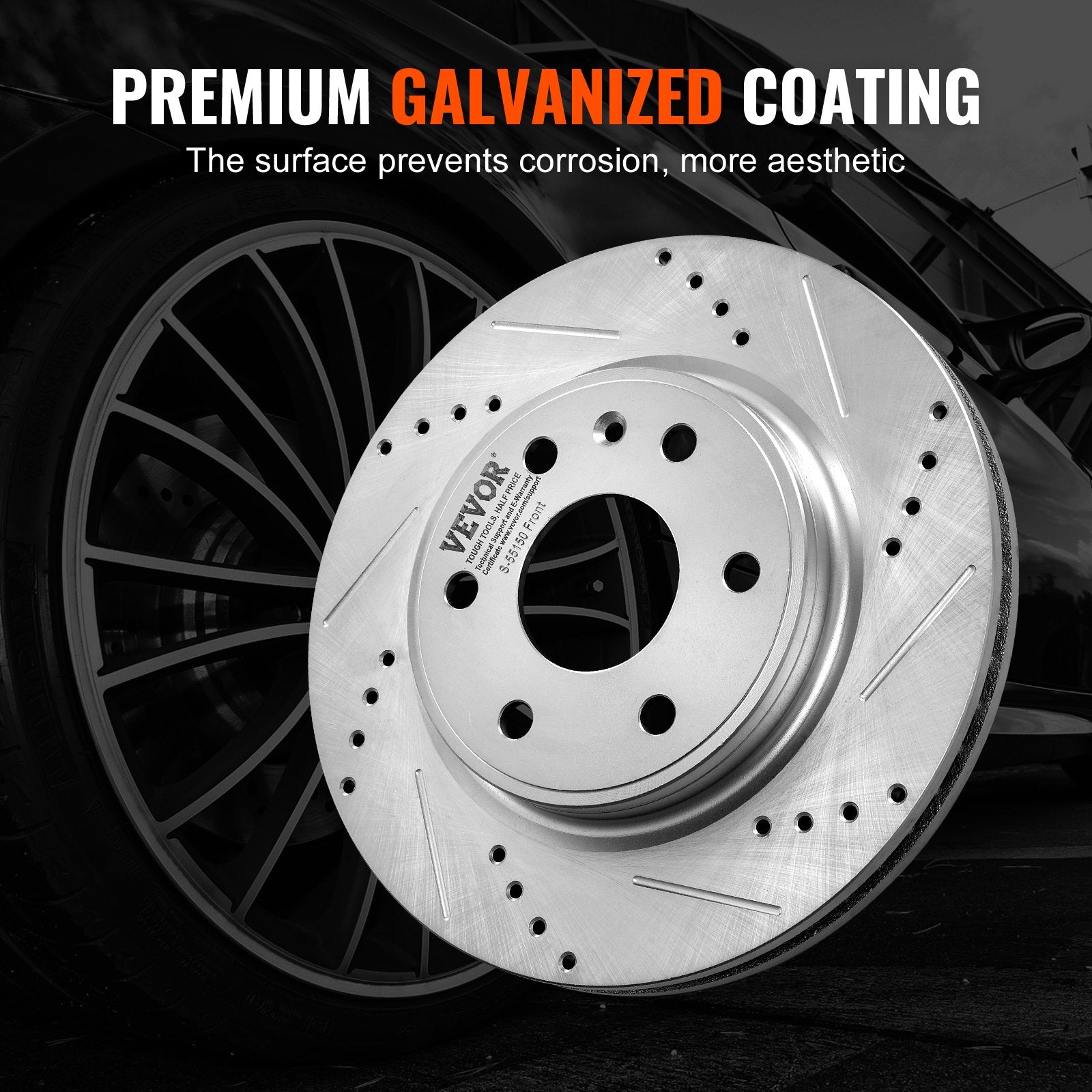 Automotive Repair & Speciality Tools: VEVOR Drilled Slotted Front Brake Rotors Pads Kit for Chevy Traverse GMC Acadia