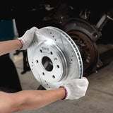 Automotive Repair & Speciality Tools: VEVOR Drilled Slotted Front Brake Rotors Pads Kit for Chevy Traverse GMC Acadia