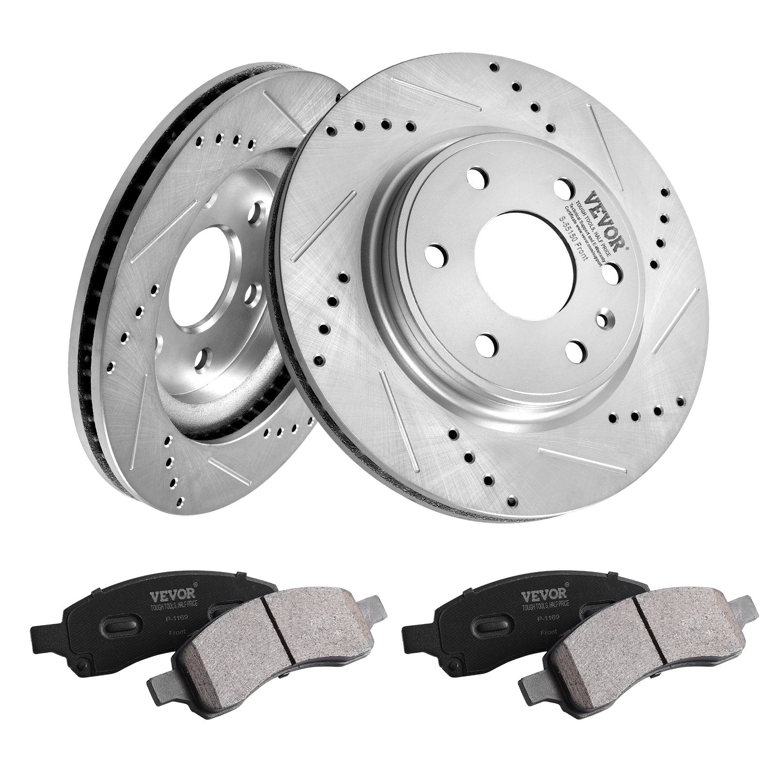 Automotive Repair & Speciality Tools: VEVOR Drilled Slotted Front Brake Rotors Pads Kit for Chevy Traverse GMC Acadia