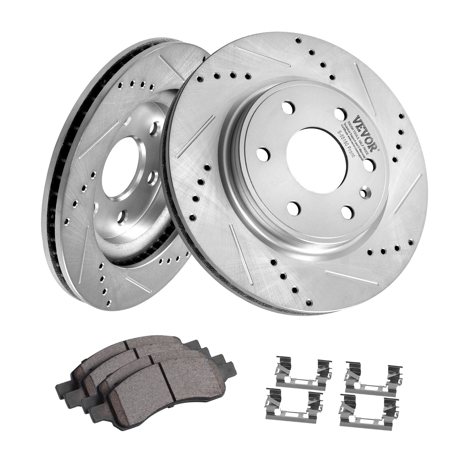 Automotive Repair & Speciality Tools: VEVOR Drilled Slotted Front Brake Rotors Pads Kit for Chevy Traverse GMC Acadia