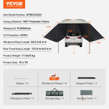 Awnings: VEVOR Vehicle Awning, Large 10' x 7' Shade Coverage Car Side Awning, PU2000mm UV50+ Car Awning with Extended Side Canopies and Portable Storage Bag, Suitable for Truck, SUV, Van, Campers