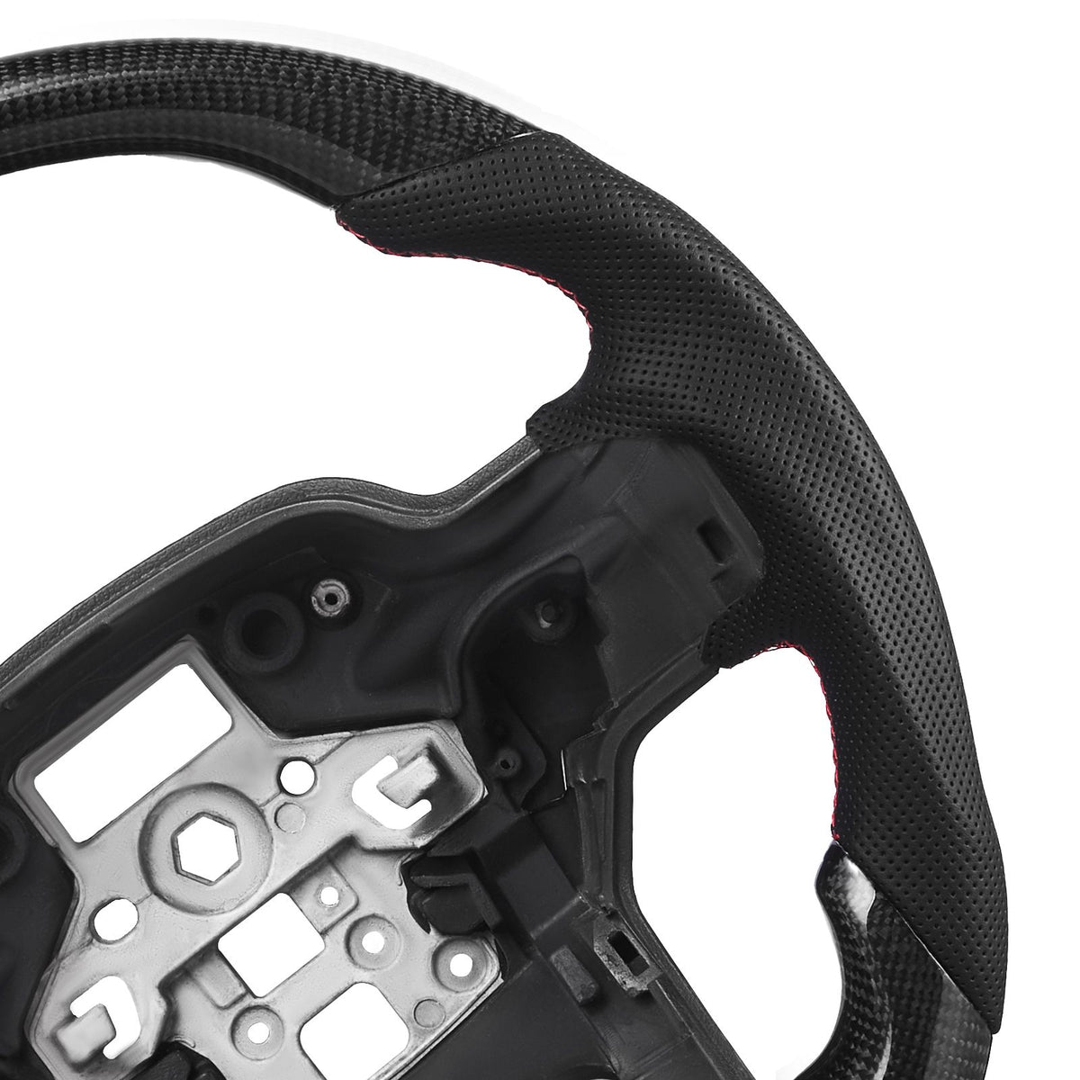 Steering Wheel for 2021-2024 Ford F150, Carbon Fiber Steering Wheel D-Shaped Flat-Bottom, Leather Grip with Non-Slip Texture & Precise Stitching, Accessories Replacement for Ford F150, Black