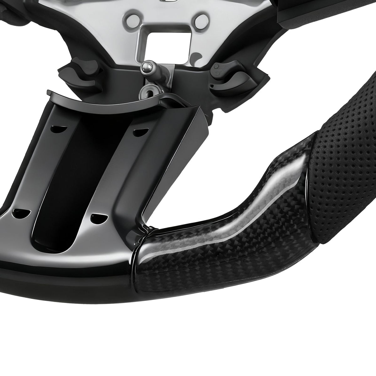 Steering Wheel for 2010-2014 Ford Mustang, Carbon Fiber Steering Wheel D-Shaped Flat-Bottom, Leather Grip with Non-Slip Texture & Precise Stitching, Accessories Replacement for Mustang, Black