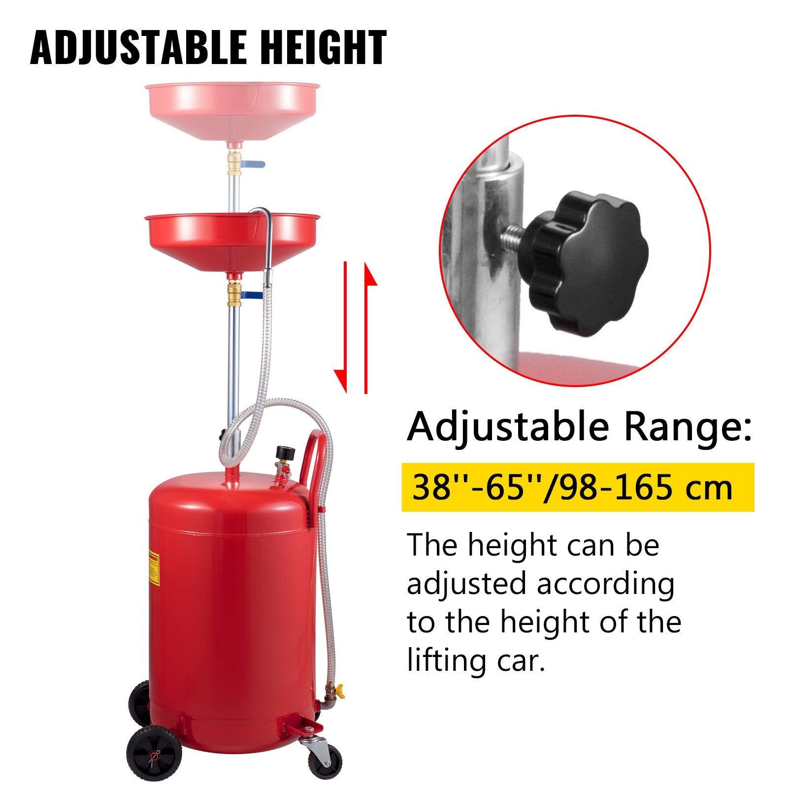 Fuel & Exhaust: VEVOR Waste Oil Drain Tank Portable Oil Drain 20 Gallon Air Operated Drainer