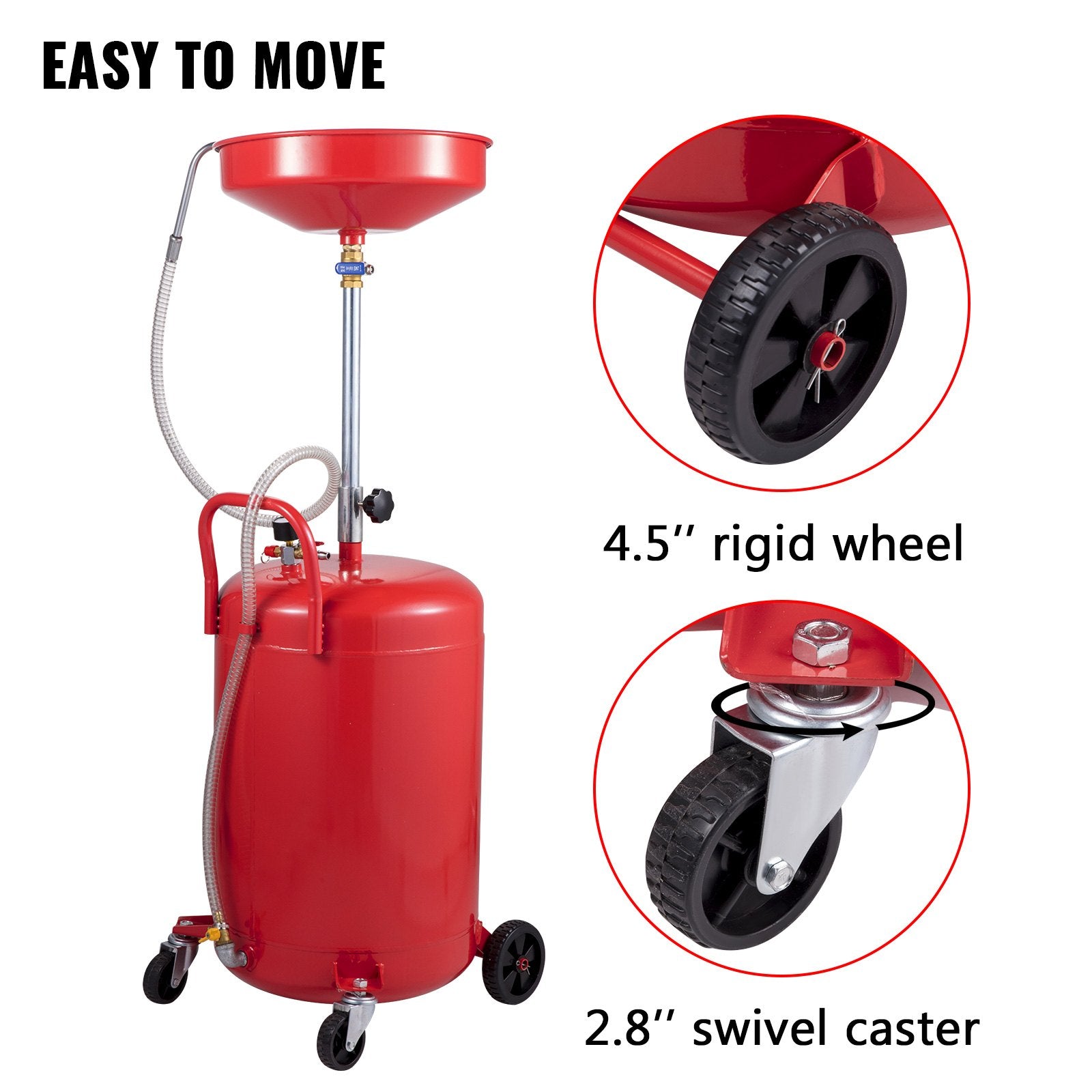 Fuel & Exhaust: VEVOR Waste Oil Drain Tank Portable Oil Drain 20 Gallon Air Operated Drainer