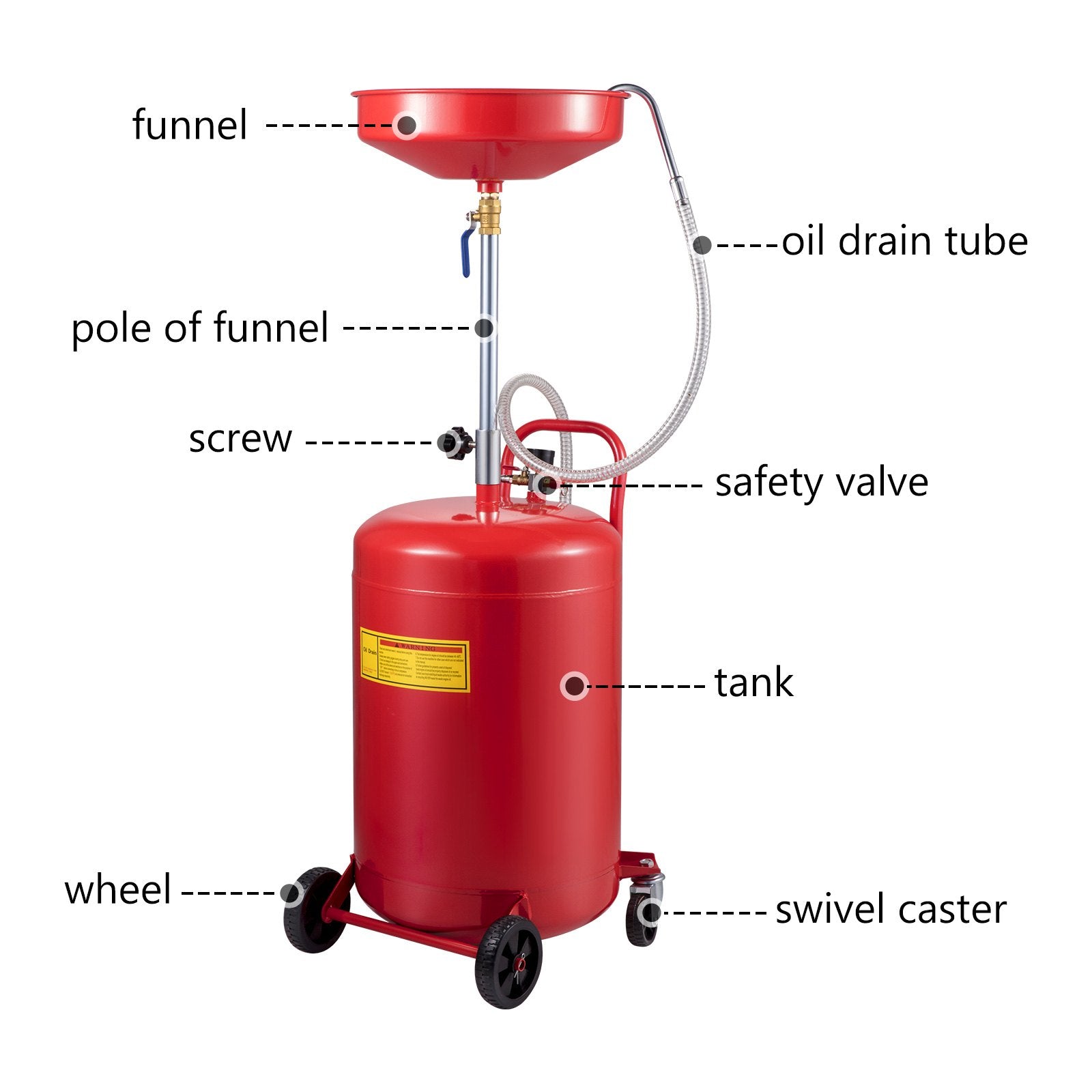 Fuel & Exhaust: VEVOR Waste Oil Drain Tank Portable Oil Drain 20 Gallon Air Operated Drainer