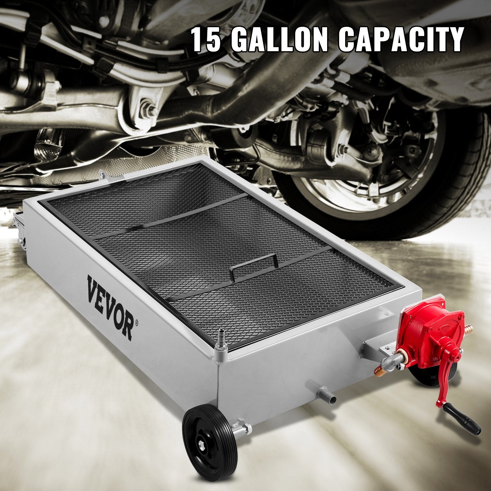 Kitchen & Bathroom DIY: VEVOR Low Profile Oil Drain Pan Truck Drain Pan 57 L with Pump Hose Casters