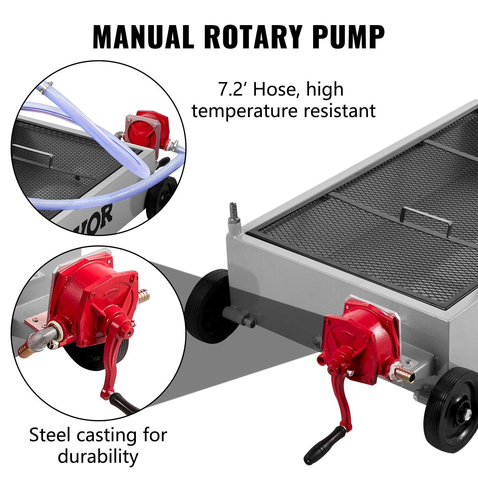Kitchen & Bathroom DIY: VEVOR Low Profile Oil Drain Pan Truck Drain Pan 57 L with Pump Hose Casters