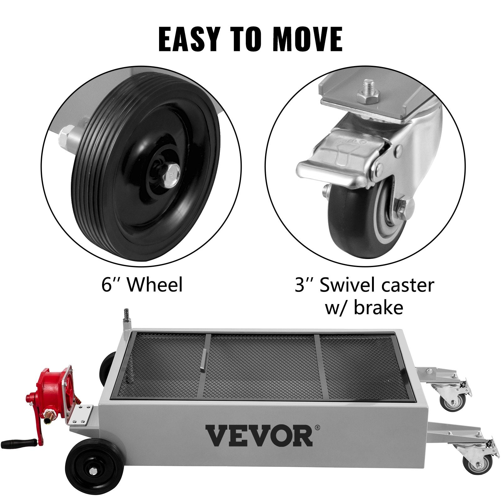 Kitchen & Bathroom DIY: VEVOR Low Profile Oil Drain Pan Truck Drain Pan 57 L with Pump Hose Casters
