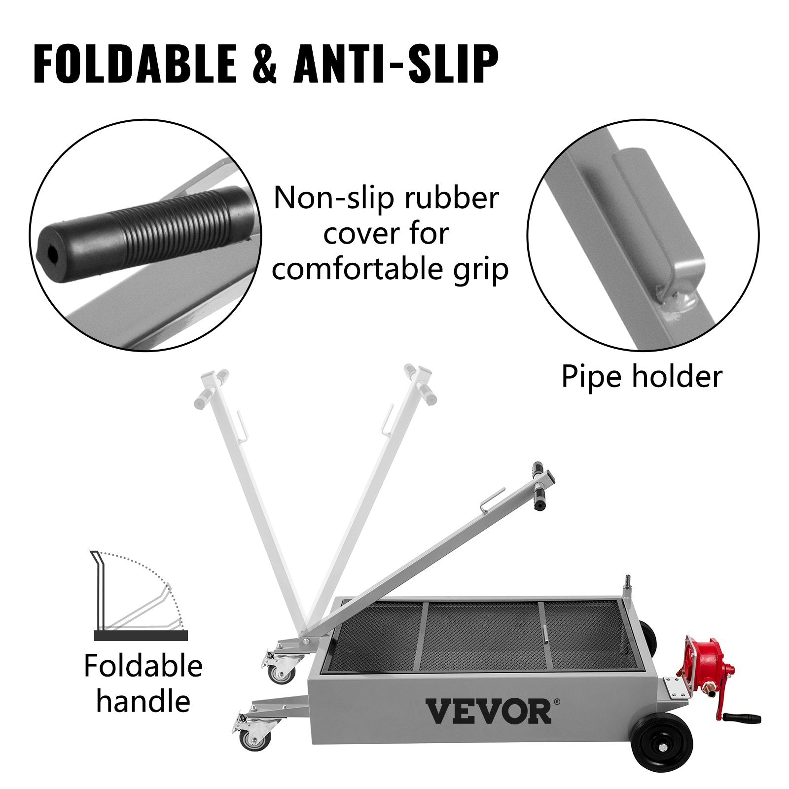 Kitchen & Bathroom DIY: VEVOR Low Profile Oil Drain Pan Truck Drain Pan 57 L with Pump Hose Casters
