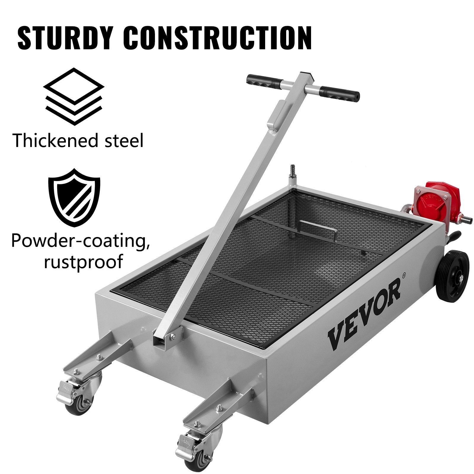 Kitchen & Bathroom DIY: VEVOR Low Profile Oil Drain Pan Truck Drain Pan 57 L with Pump Hose Casters