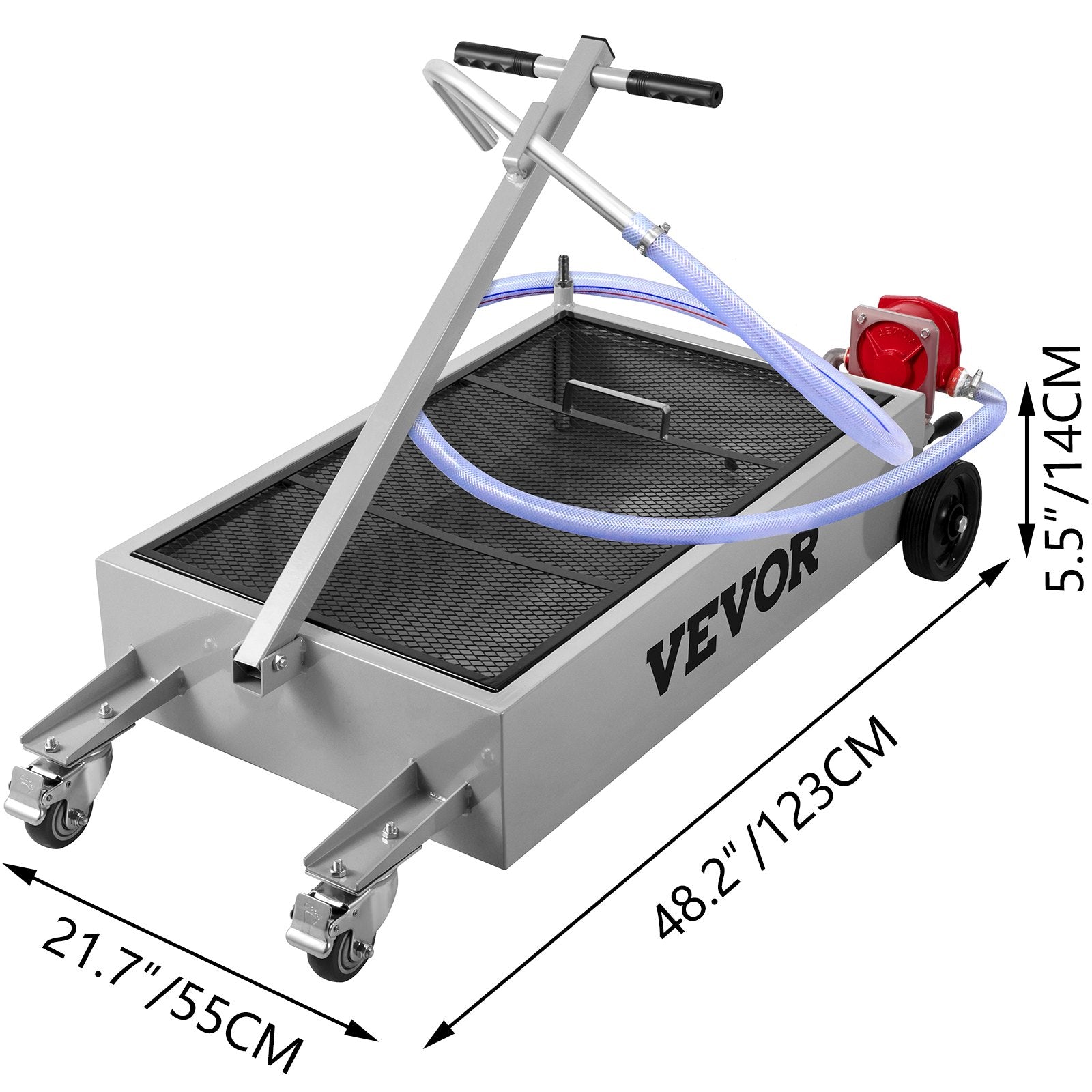 Kitchen & Bathroom DIY: VEVOR Low Profile Oil Drain Pan Truck Drain Pan 57 L with Pump Hose Casters