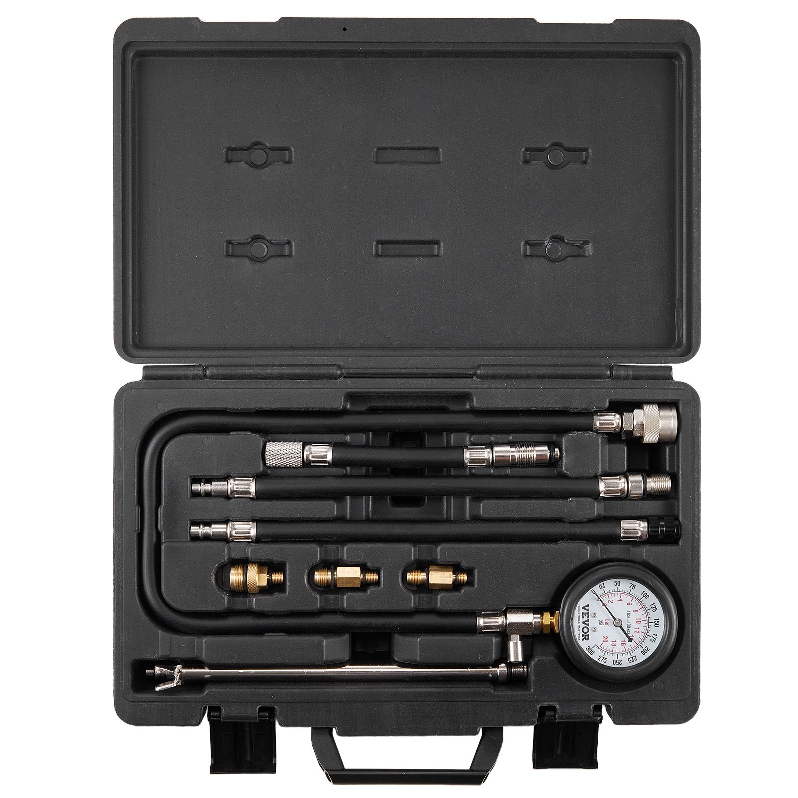 Automotive Repair & Speciality Tools: VEVOR Compression Tester Adapter Kit, 9 Pcs Automotive Engine Cylinder Leak Down Compression Test, Accurate Dual Scale Pressure Gauge 0-300 psi, with Long Reach Hoses and Case for Engine Cylinders