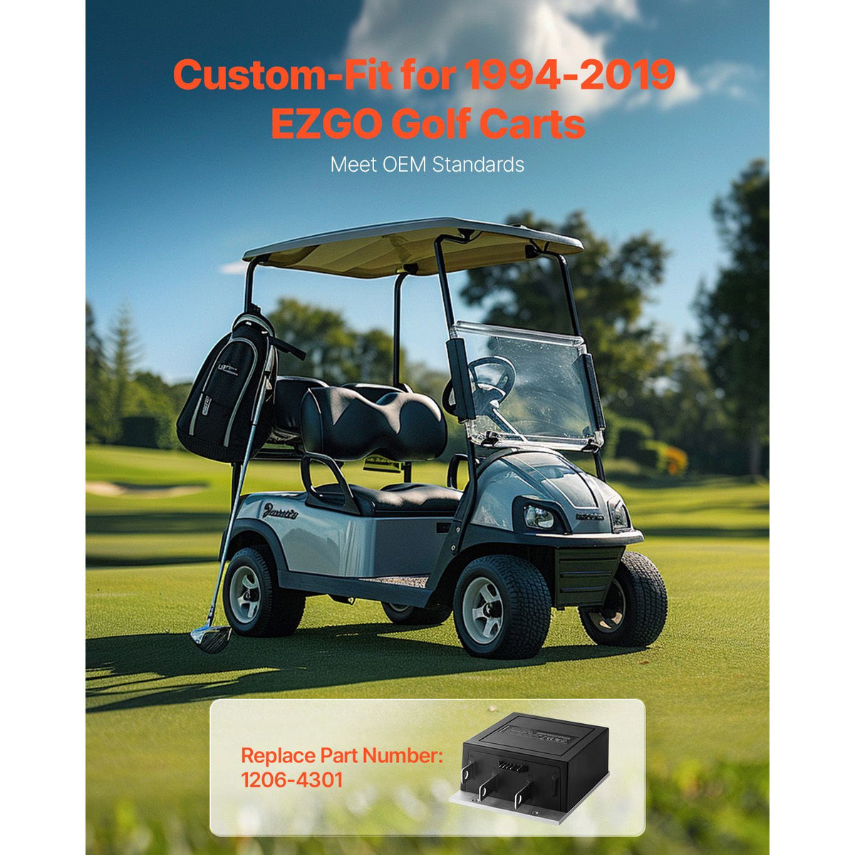 Golf Cart Speed Controller, 350 Amp, DC Motor Controller Replacement for 1994-2019 EZGO Golf Carts, IP65 Rated Protection, Durable Aluminum Alloy & ABS Housing, Compatible with 1206-4301 Models