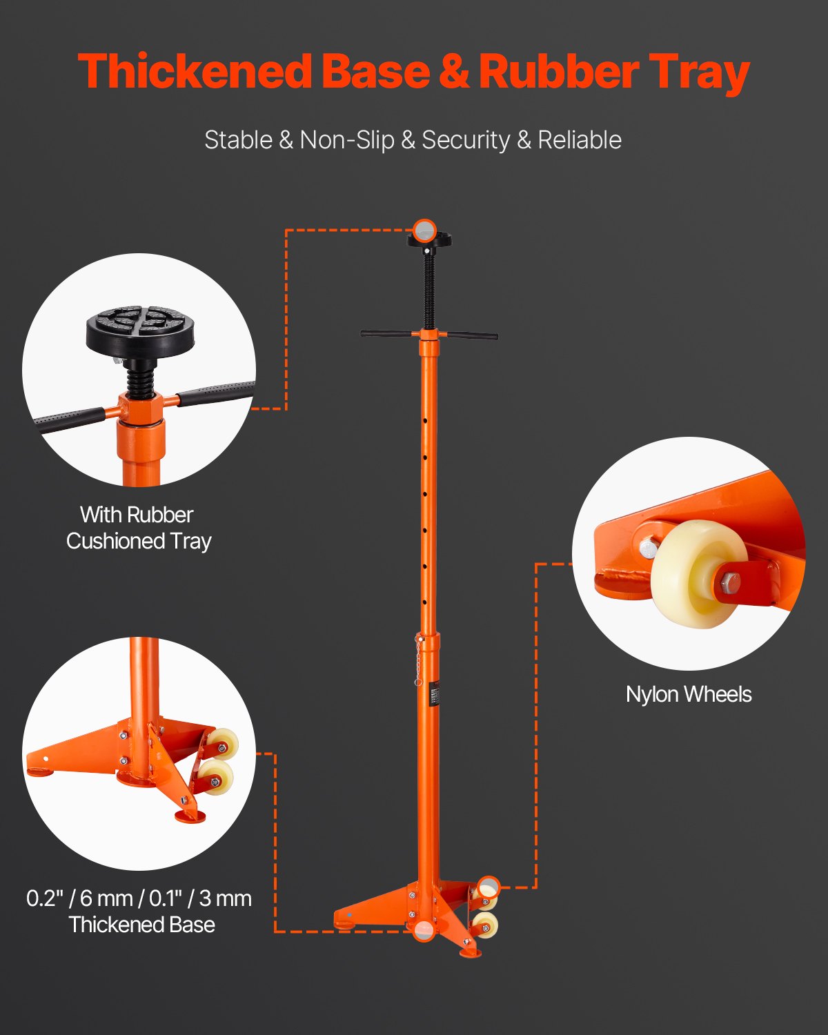 Lifts & Hoists: VEVOR Underhoist Support Stand, 3/4 Ton Capacity Under Hoist Jack Stand, Lifting from 38.4 to 75.4 in, Bearing Mounted Spin Handle, Self-Locking Threaded Screw, Two Wheels, Support Vehicle Components