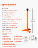 Lifts & Hoists: VEVOR Underhoist Support Stand, 3/4 Ton Capacity Under Hoist Jack Stand, Lifting from 38.4 to 75.4 in, Bearing Mounted Spin Handle, Self-Locking Threaded Screw, Two Wheels, Support Vehicle Components