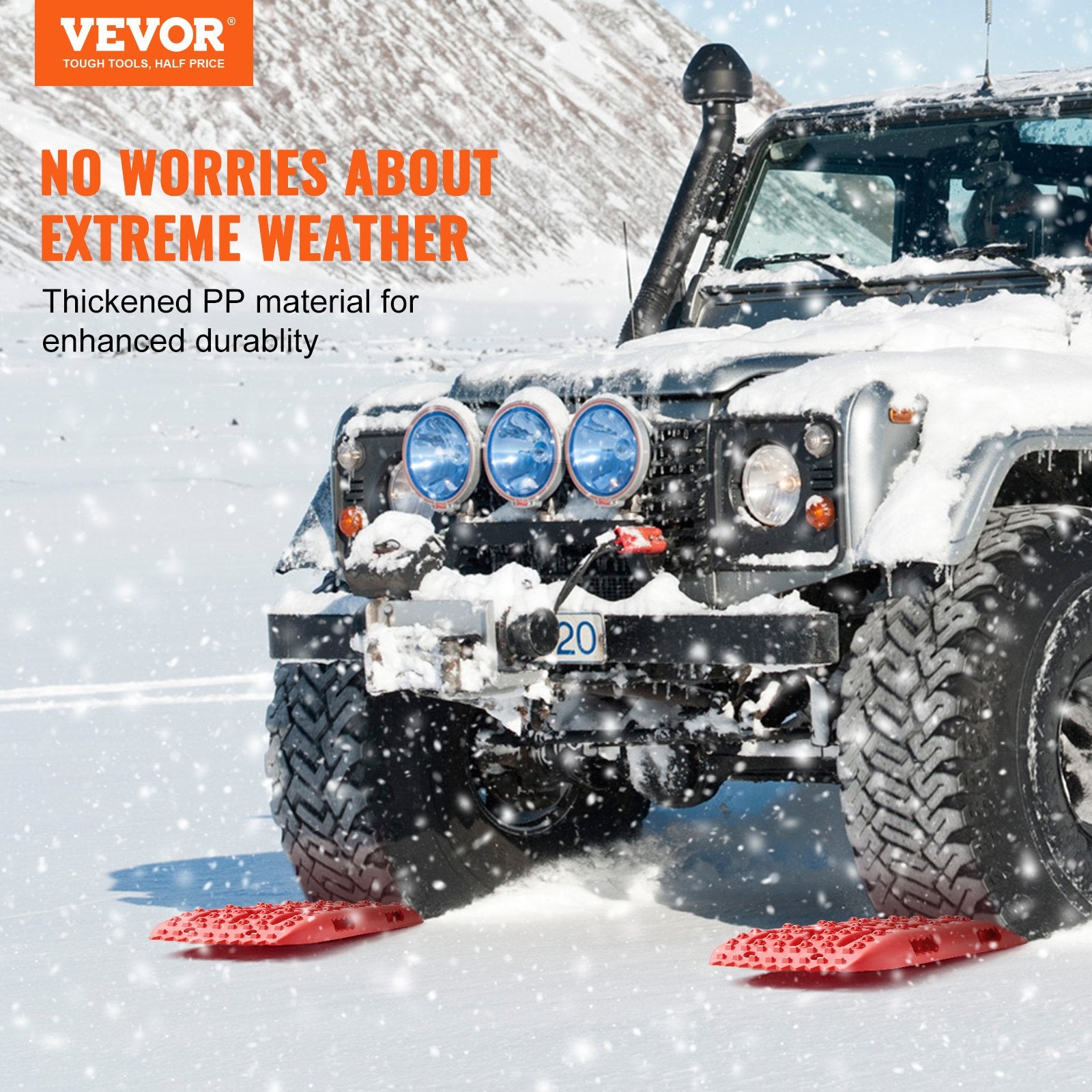 Traffic Control & Parking Tools: VEVOR 2PCS Traction Boards with PP for Mud Snow Sand Storage Bag Short Red