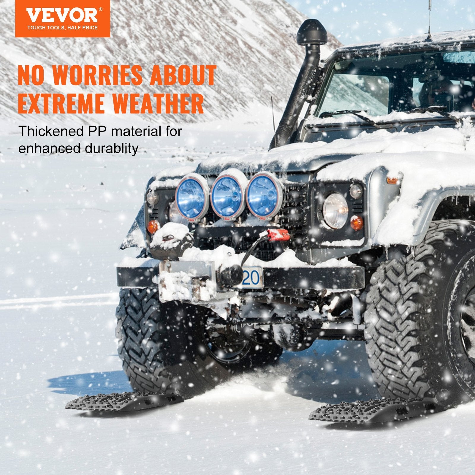 Traffic Control & Parking Tools: VEVOR 2PCS Traction Boards with PP for Mud Snow Sand Storage Bag Short Black