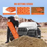 Automotive Decor: VEVOR 10 TON Traction Boards with PP Material, Recovery Boards for Off-road Vehicles/Cars/Pickups/SUVs/RVs, Pair Tire Traction Mats on Snow, Sand, Mud and Loose Terrain, Storage Bag, Long, Orange