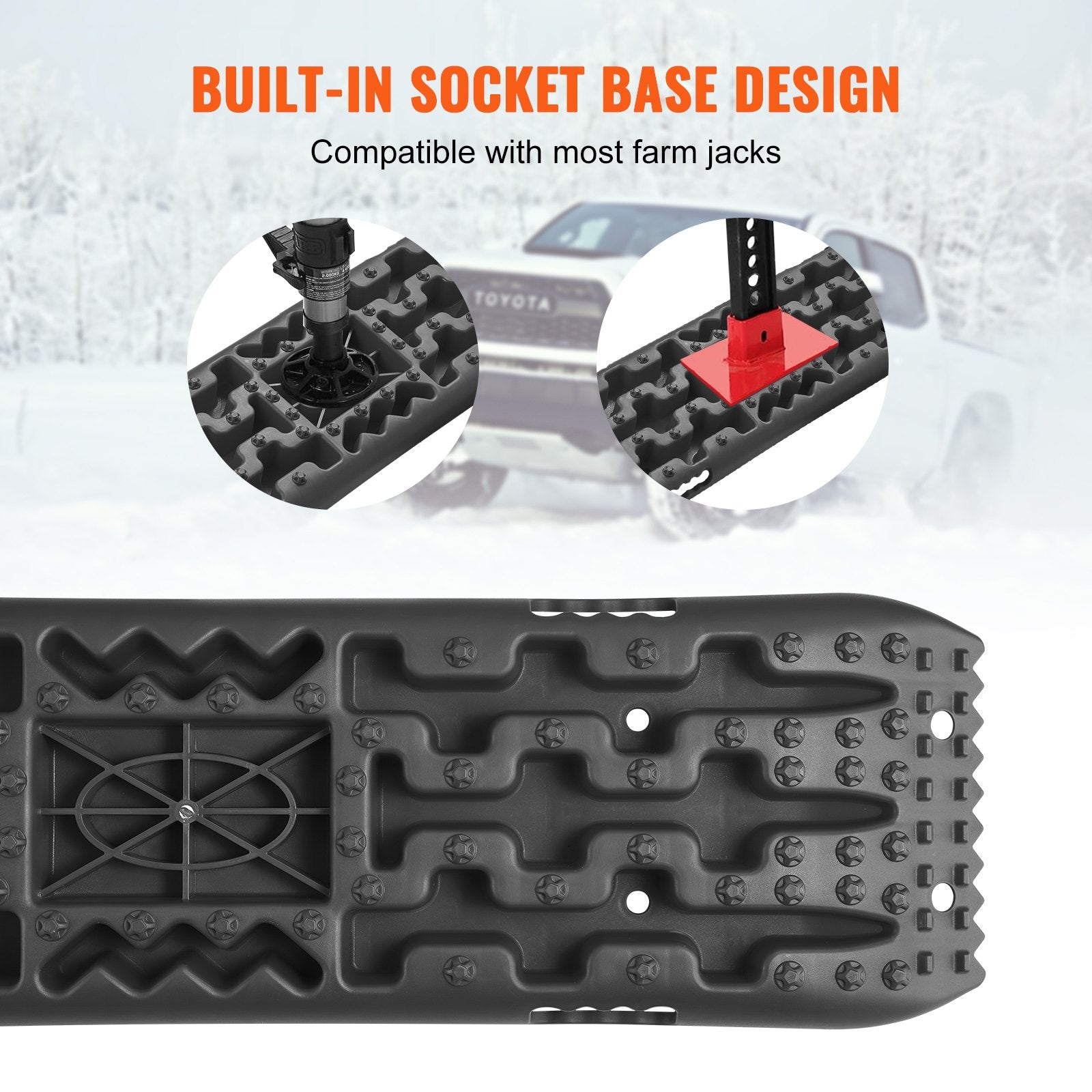 Traffic Control & Parking Tools: VEVOR 2PCS Traction Boards with PP for Mud Snow Sand Storage Bag Long Black
