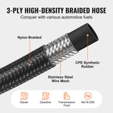 Fuel & Exhaust: VEVOR 8AN Fuel Line Kit, 6.1 m Fuel Hose Kit, 1.0 cm Nylon Stainless Steel Braided Fuel Line Oil/Gas/Diesel Hose End Fitting Kit, with 12 PCS Swivel Fitting Adapter Kit, Black