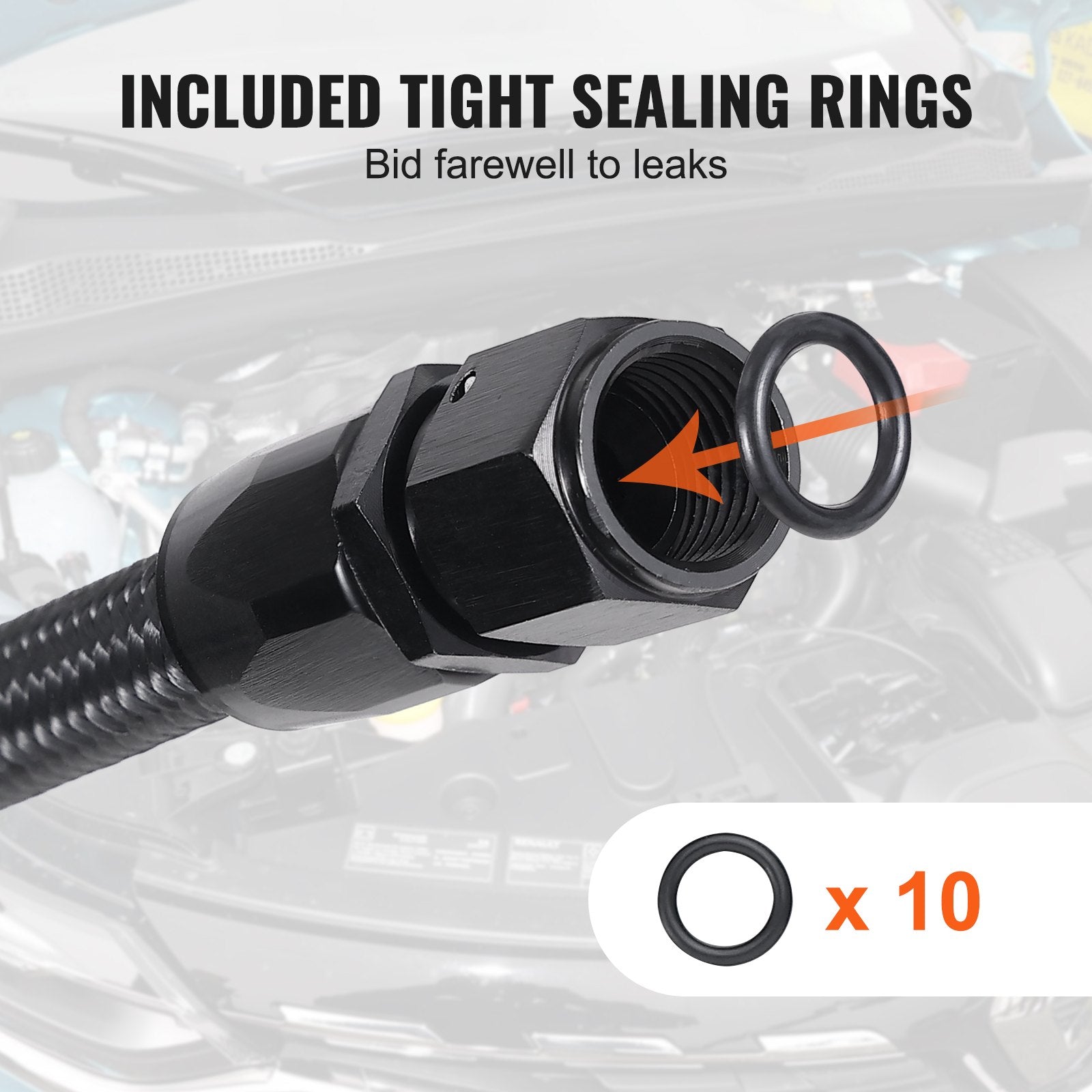 Fuel & Exhaust: VEVOR 8AN Fuel Line Kit, 6.1 m Fuel Hose Kit, 1.0 cm Nylon Stainless Steel Braided Fuel Line Oil/Gas/Diesel Hose End Fitting Kit, with 12 PCS Swivel Fitting Adapter Kit, Black