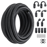Fuel & Exhaust: VEVOR 8AN Fuel Line Kit, 6.1 m Fuel Hose Kit, 1.0 cm Nylon Stainless Steel Braided Fuel Line Oil/Gas/Diesel Hose End Fitting Kit, with 12 PCS Swivel Fitting Adapter Kit, Black