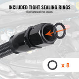 Fuel & Exhaust: VEVOR 6AN Fuel Line Kit, 7.62 m Fuel Hose Kit, Nylon Stainless Steel Braided PTFE Fuel Line Kit, E85/Oil/Gas/Diesel Hose End Fitting Kit, with 15 PCS Swivel Fitting Adapter Kit, Black