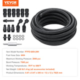Fuel & Exhaust: VEVOR 6AN Fuel Line Kit, 7.62 m Fuel Hose Kit, Nylon Stainless Steel Braided PTFE Fuel Line Kit, E85/Oil/Gas/Diesel Hose End Fitting Kit, with 15 PCS Swivel Fitting Adapter Kit, Black