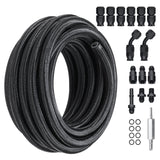 Fuel & Exhaust: VEVOR 6AN Fuel Line Kit, 7.62 m Fuel Hose Kit, Nylon Stainless Steel Braided PTFE Fuel Line Kit, E85/Oil/Gas/Diesel Hose End Fitting Kit, with 15 PCS Swivel Fitting Adapter Kit, Black