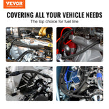 Fuel & Exhaust: VEVOR 6AN Fuel Line Kit, 6.1 m Fuel Hose Kit, 0.86 cm Nylon Stainless Steel Braided Fuel Line Oil/Gas/Diesel Hose End Fitting Kit, with 12 PCS Swivel Fitting Adapter Kit, Black