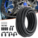 Fuel & Exhaust: VEVOR 6AN Fuel Line Kit, 6.1 m Fuel Hose Kit, 0.86 cm Nylon Stainless Steel Braided Fuel Line Oil/Gas/Diesel Hose End Fitting Kit, with 12 PCS Swivel Fitting Adapter Kit, Black