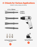 Power Drills & Accessories: VEVOR Air Hammer, 4500BPM Pneumatic Hammer with 40mm Stroke & 4PCS Chisels Round Shank, Lightweight & Compact Air Chisel Pneumatic Shovel Tool for Cutting Punching Scraping