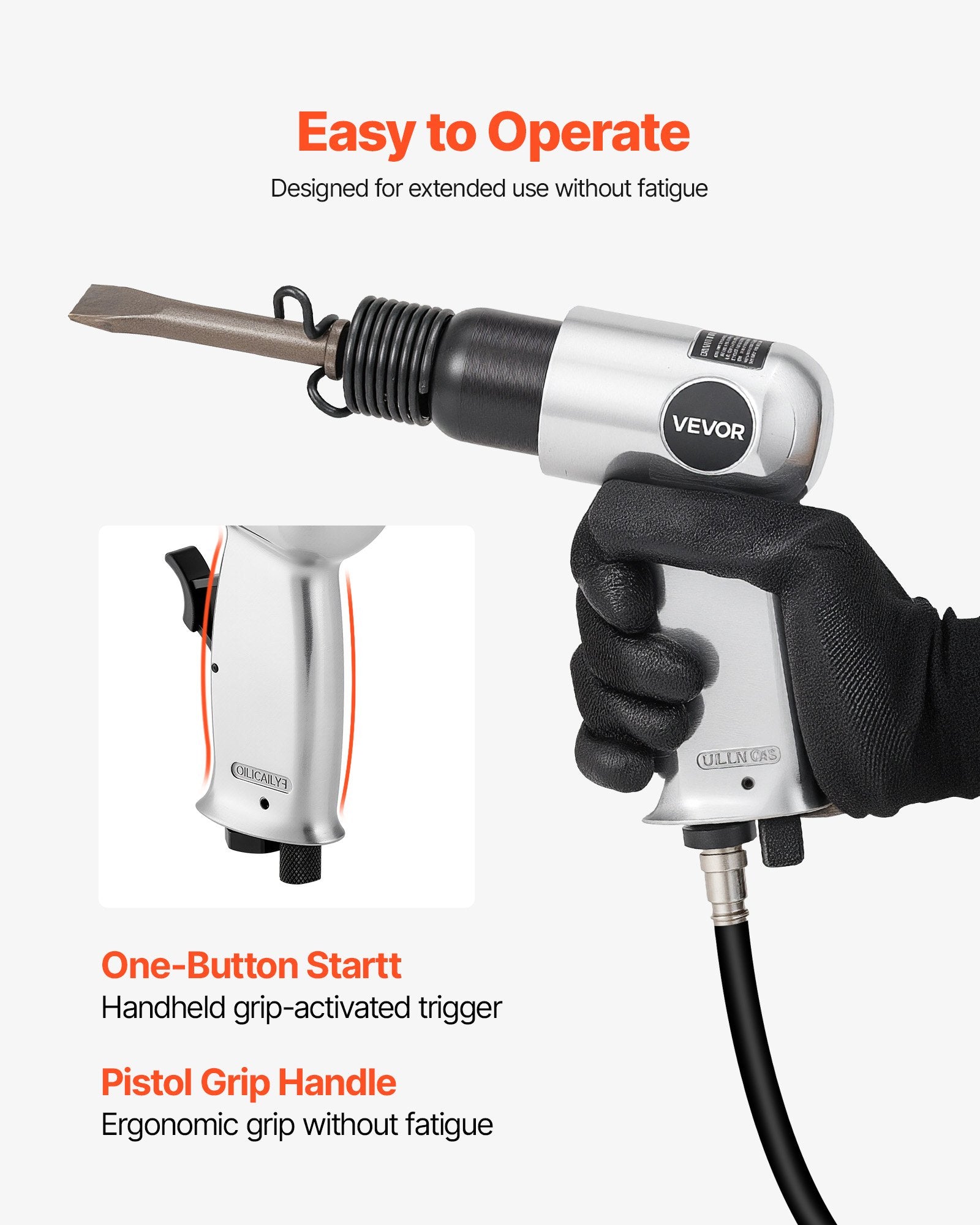Power Drills & Accessories: VEVOR Air Hammer, 4500BPM Pneumatic Hammer with Rust Removal Air Needle Scaler & 4PCS Chisels Round Shank, Lightweight & Compact Air Chisel Pneumatic Shovel Tool for Cutting Scraping Demolishing