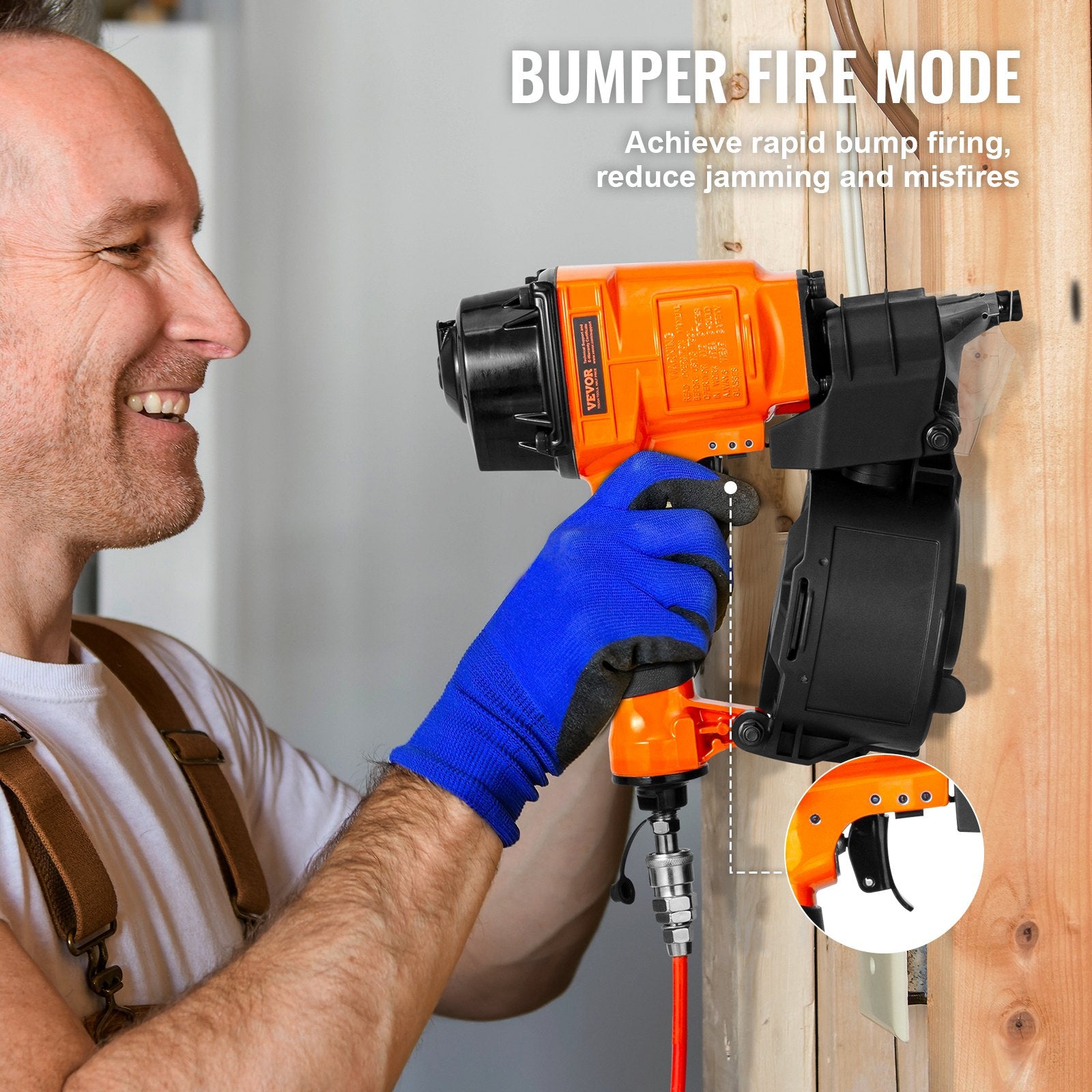 Nailers & Staplers: VEVOR MCN55 Coil Siding Nailer 27mm to 57mm 15 Degree Pneumatic Nail Gun