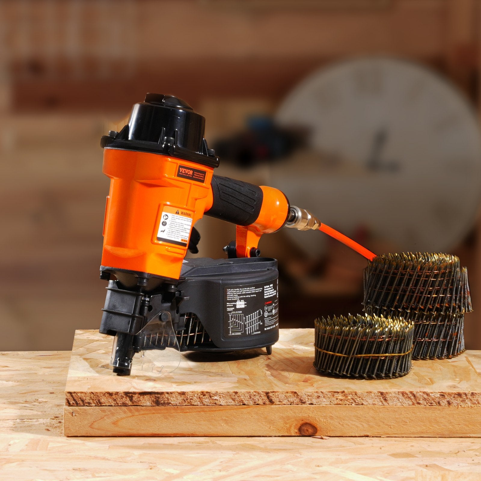 Nailers & Staplers: VEVOR MCN55 Coil Siding Nailer 27mm to 57mm 15 Degree Pneumatic Nail Gun
