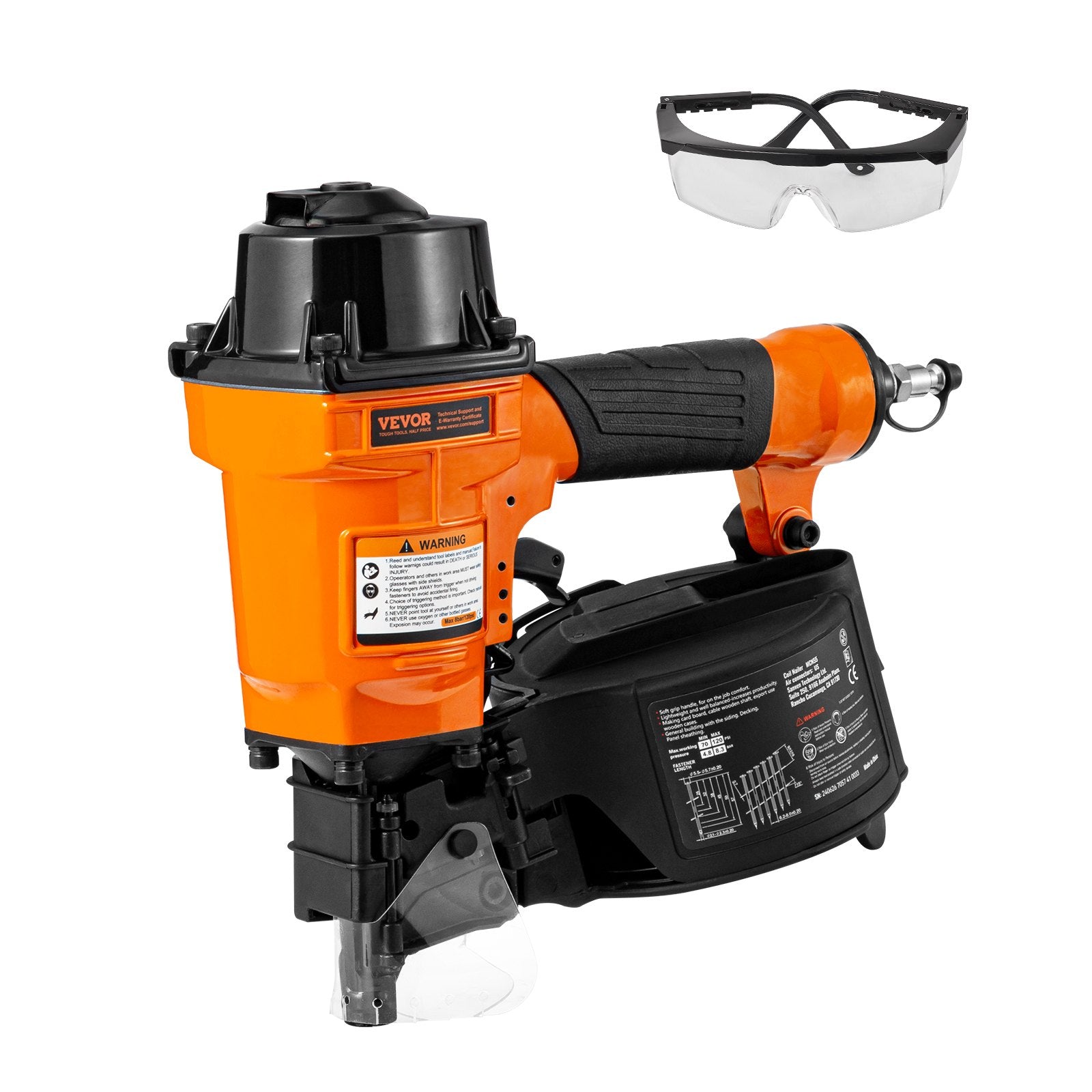Nailers & Staplers: VEVOR MCN55 Coil Siding Nailer 27mm to 57mm 15 Degree Pneumatic Nail Gun
