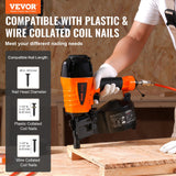 Nailers & Staplers: VEVOR CN65 Coil Siding Nailer 32mm to 63mm 15 Degree Pneumatic Nail Gun