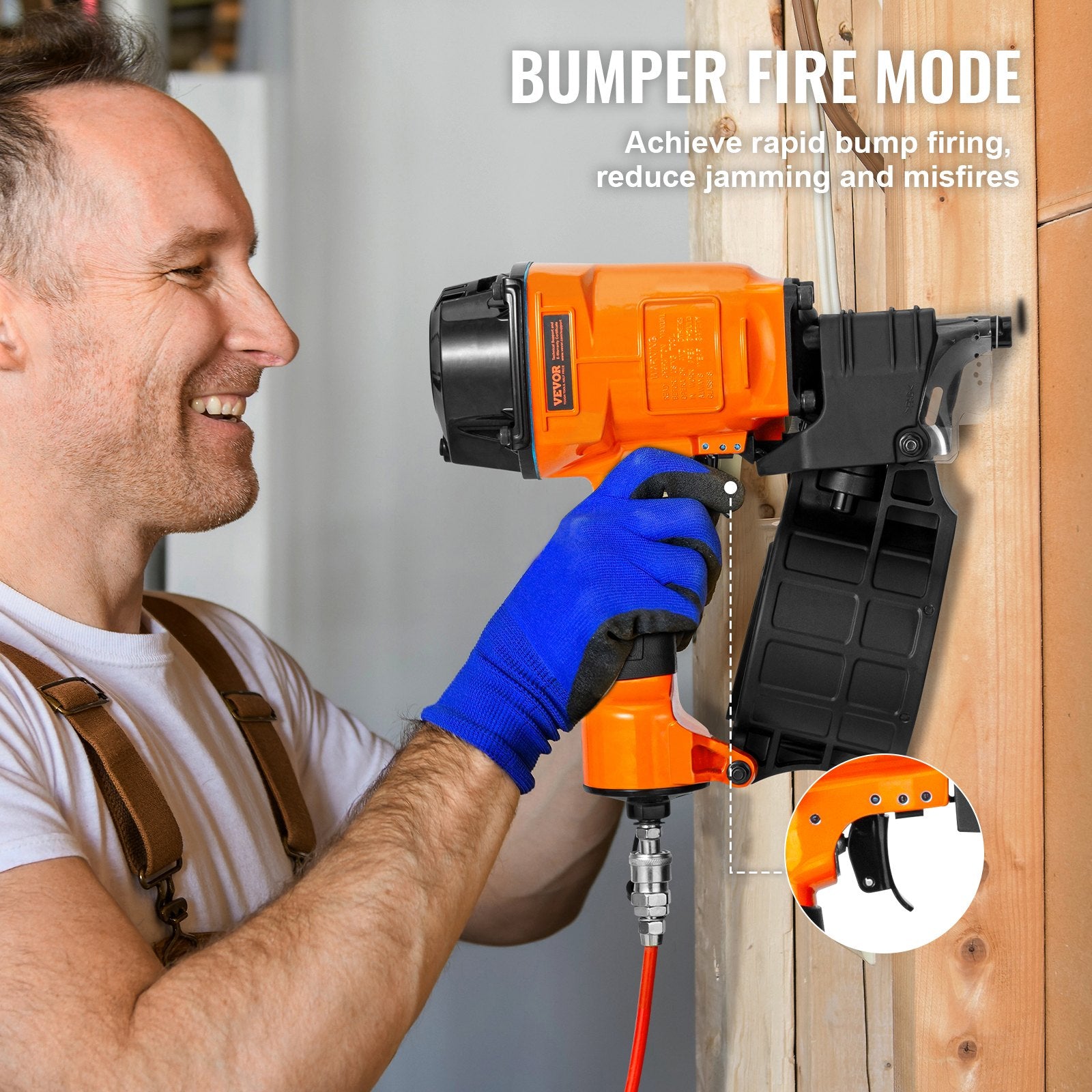 Nailers & Staplers: VEVOR MCN70 Coil Siding Nailer 45mm to 70mm 15 Degree Pneumatic Nail Gun
