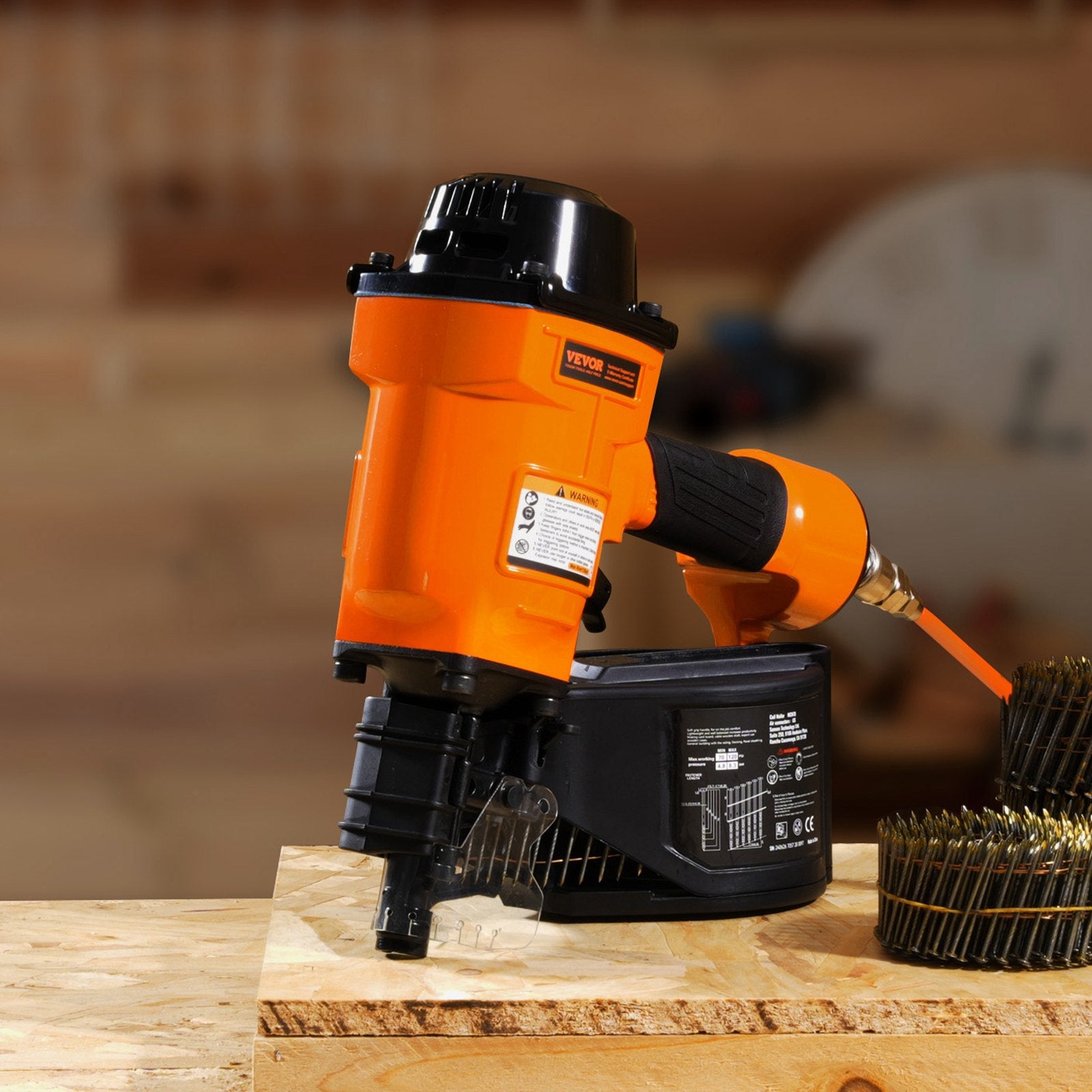 Nailers & Staplers: VEVOR MCN70 Coil Siding Nailer 45mm to 70mm 15 Degree Pneumatic Nail Gun