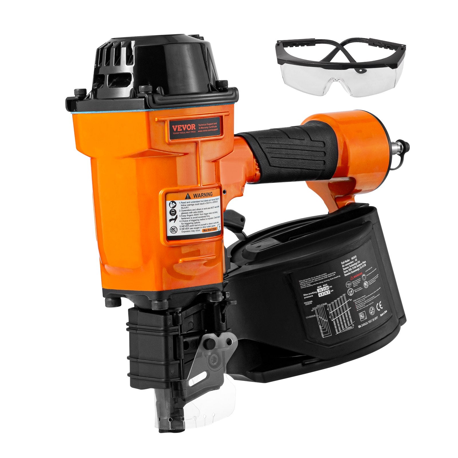Nailers & Staplers: VEVOR MCN70 Coil Siding Nailer 45mm to 70mm 15 Degree Pneumatic Nail Gun