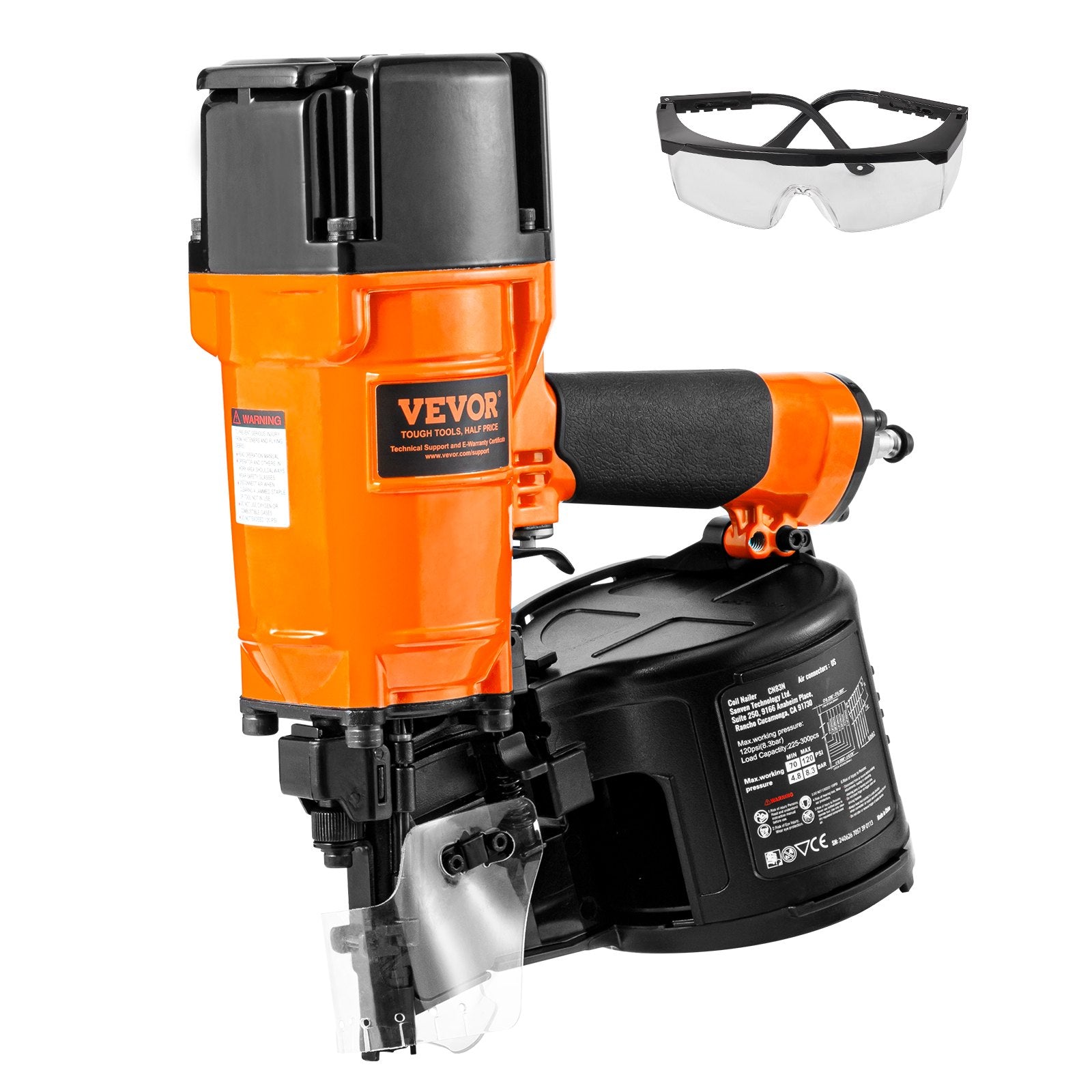 Nailers & Staplers: VEVOR CN83N Coil Siding Nailer 50mm to 83mm 15 Degree Pneumatic Nail Gun