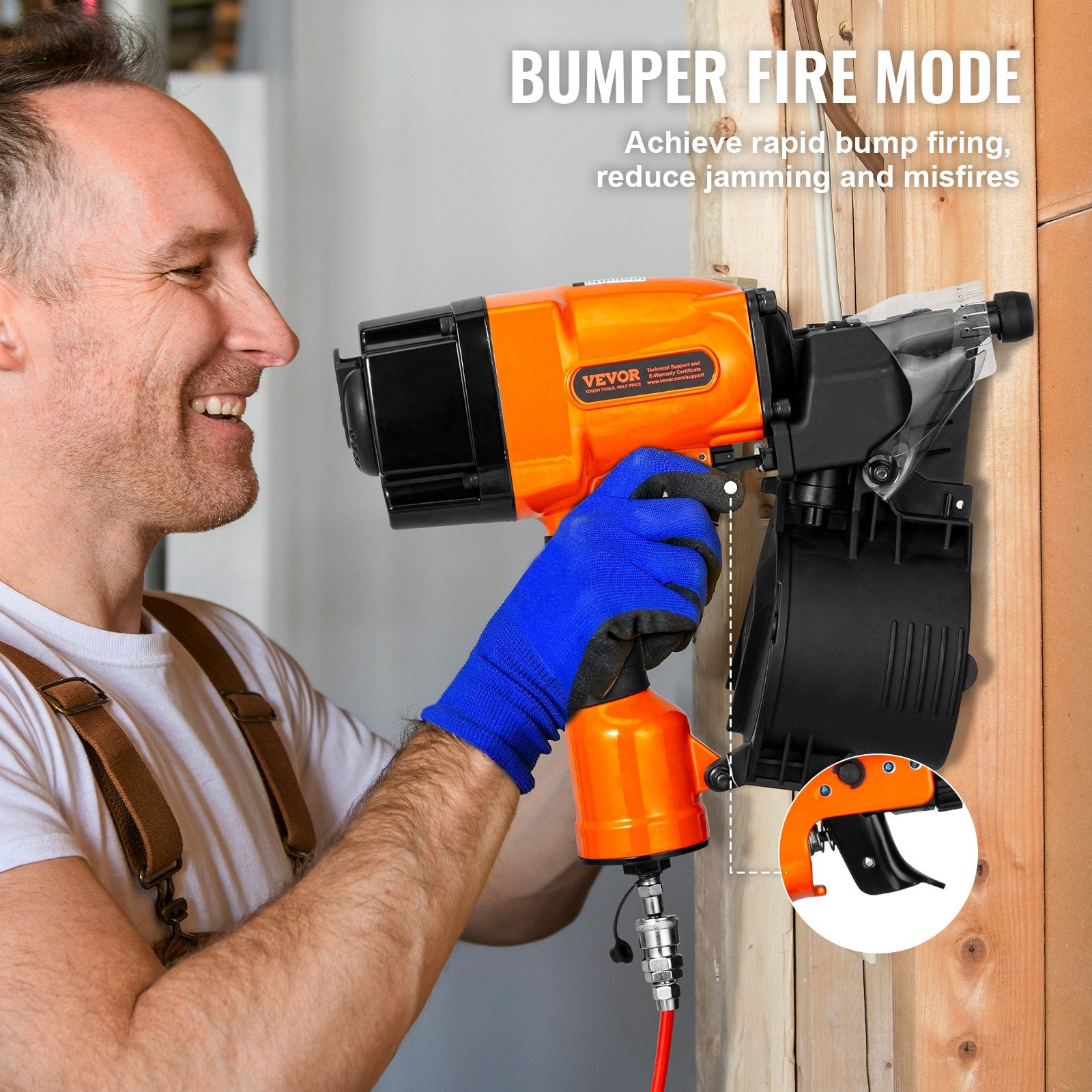 Nailers & Staplers: VEVOR MCN90 Coil Framing Nailer 45mm to 90mm 15 Degree Pneumatic Nail Gun