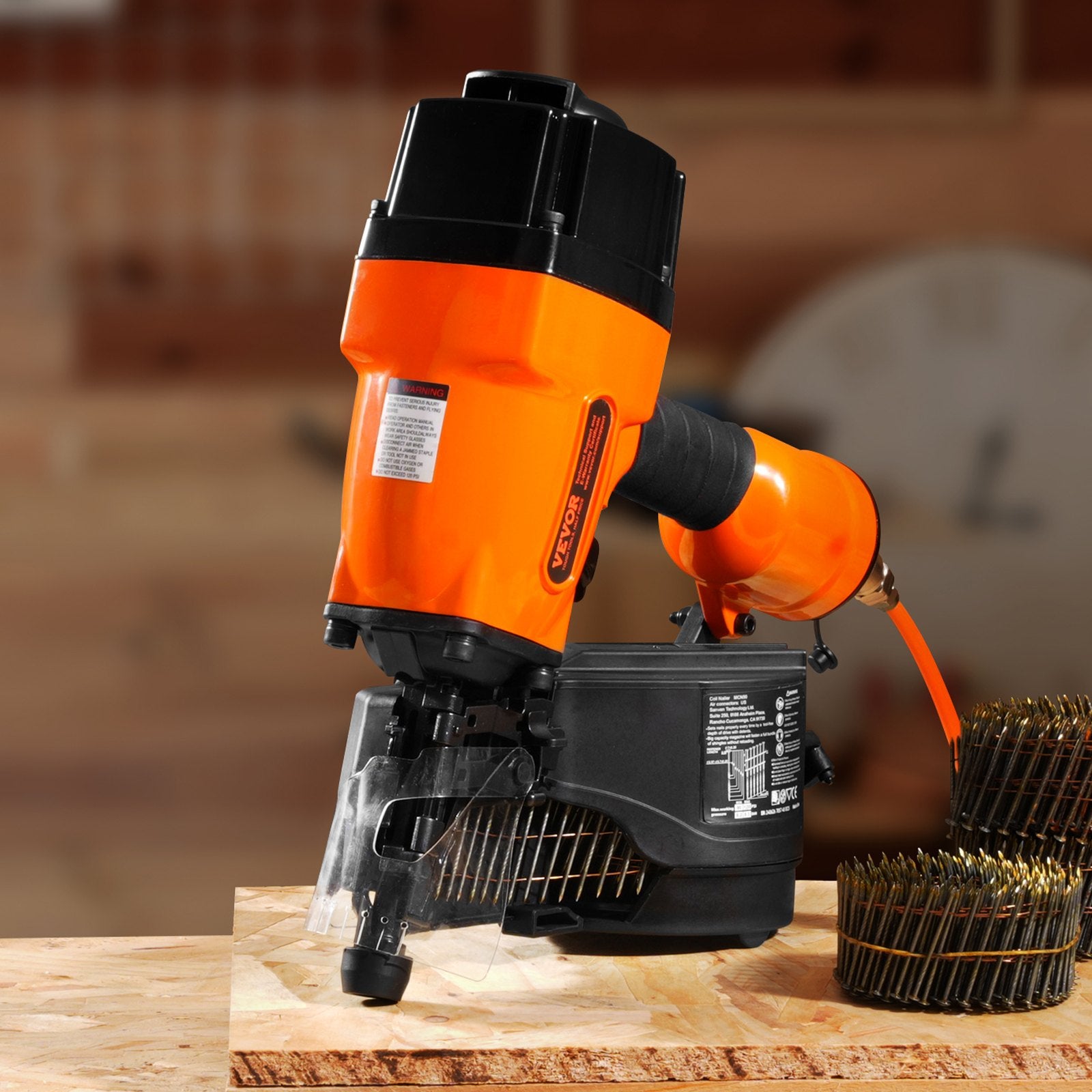 Nailers & Staplers: VEVOR MCN90 Coil Framing Nailer 45mm to 90mm 15 Degree Pneumatic Nail Gun