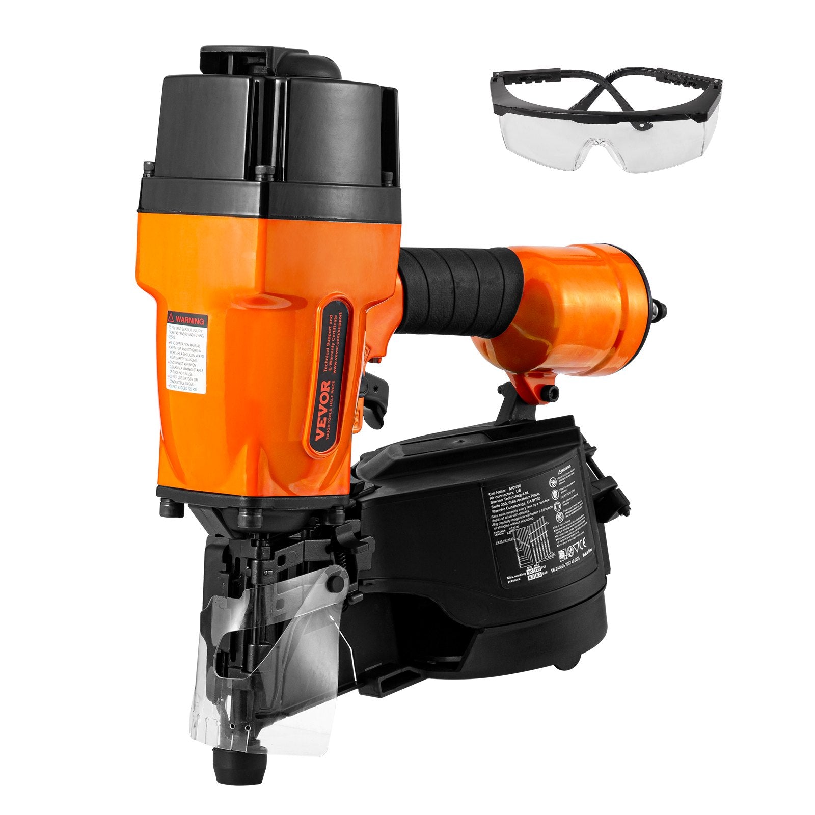 Nailers & Staplers: VEVOR MCN90 Coil Framing Nailer 45mm to 90mm 15 Degree Pneumatic Nail Gun