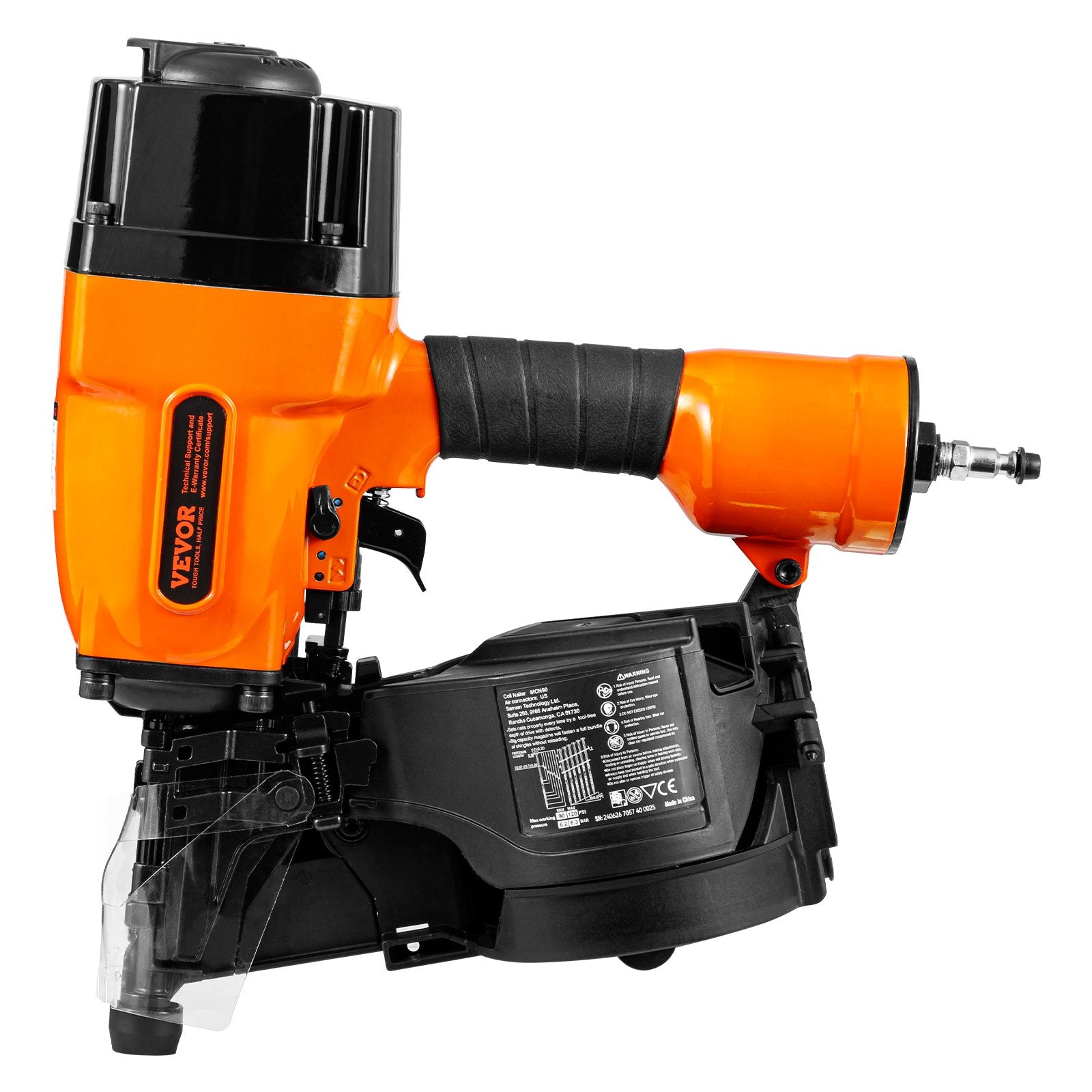 Nailers & Staplers: VEVOR MCN90 Coil Framing Nailer 45mm to 90mm 15 Degree Pneumatic Nail Gun